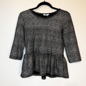 BAR‎ III Black Silver Peplum Blouse Sparkly Top Women’s L